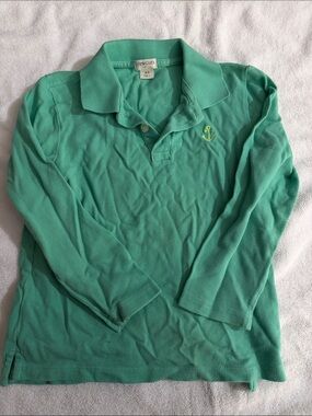 Crewcuts Teal Green Long Sleeve Polo with Anchor Patch